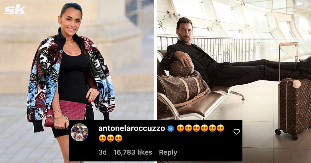 Antonella Roccuzzo Messi attending the Louis Vuitton show as part
