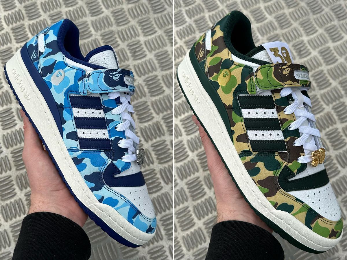 Upcoming Bape x Adidas Forum Low sneaker pack( Image via @seabass_photos / Instagram)