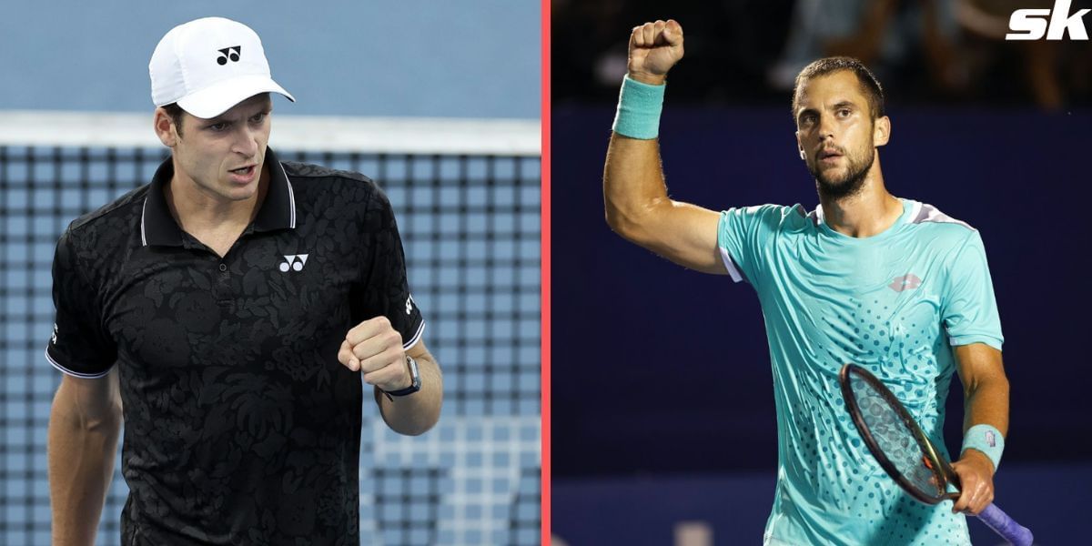 Hurkacz (left) takes on Djere in Monte Carlo on Sunday.