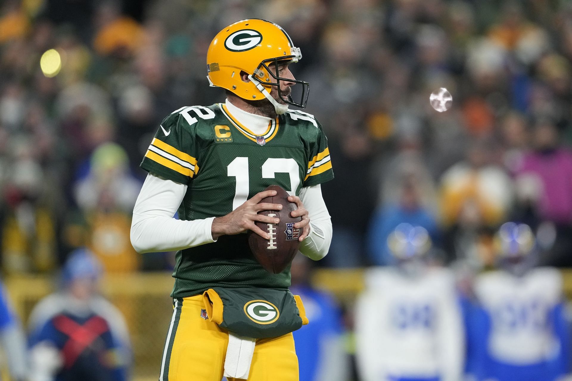 Aaron Rodgers in Los Angeles Rams v Green Bay Packers