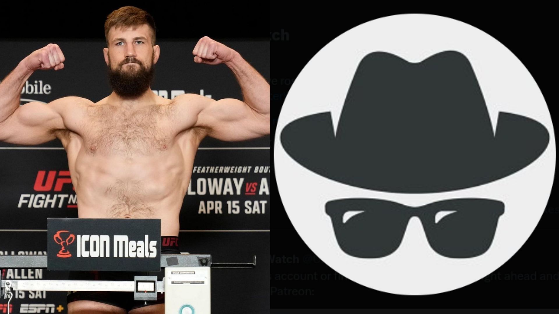 UFC light heavyweight Tanner Boser (left), UFC Roster Watch logo (right) [Images courtesy of @bulldozermma on Instagram &amp; @ufcrosterwatch on Twitter]