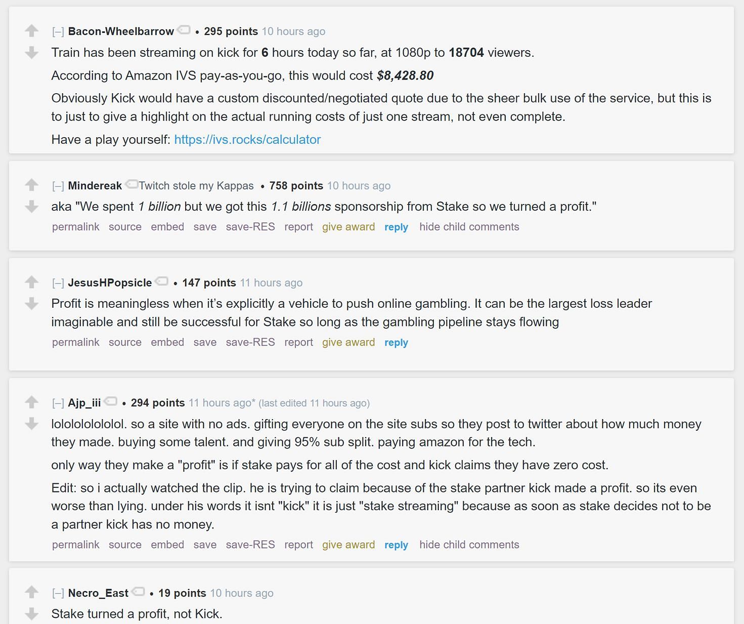 Redditors discussing Ed Craven&#039;s statements regarding the livestreaming platform (Image via r/LivestreamFail)