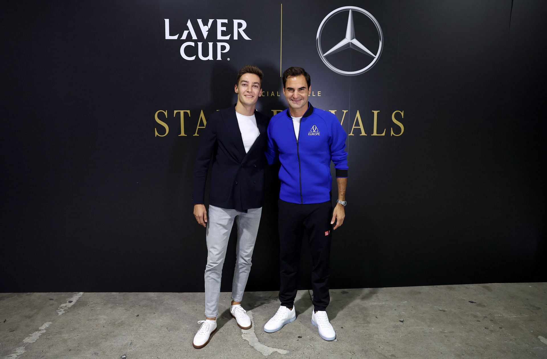 George Russell and Roger Federer at Laver Cup 2022