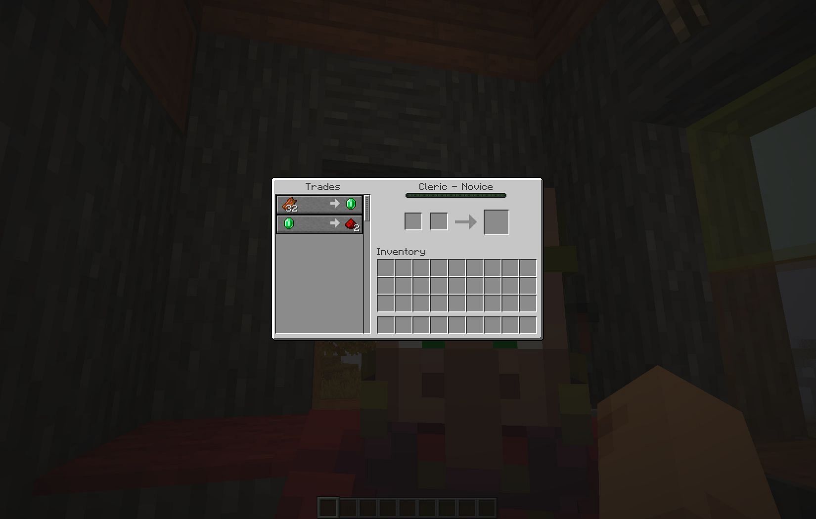 Rotten flesh trade with Cleric (Image via Mojang)