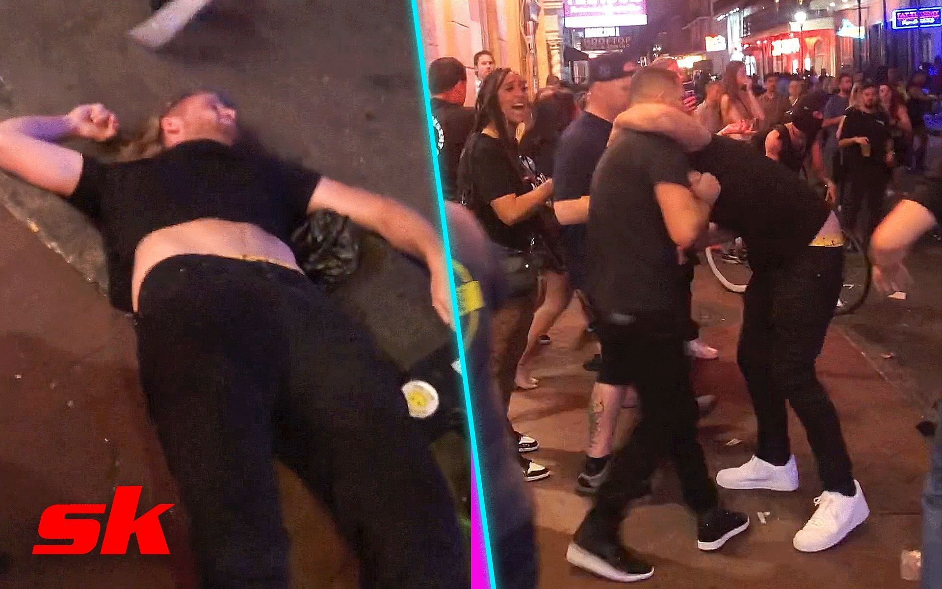 Nate Diaz chokes out Logan Paul lookalike [Images via: @FightMate on Twitter]