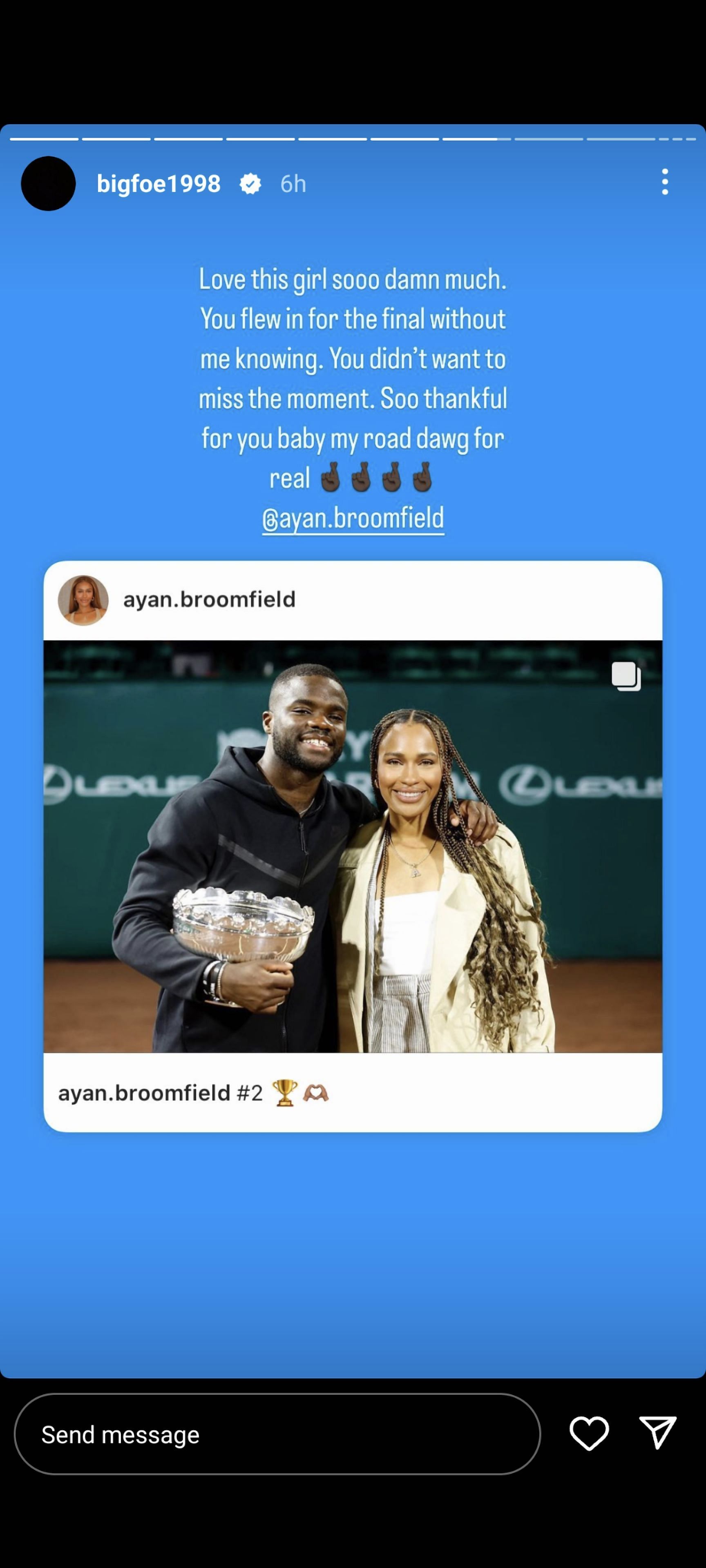 Frances Tiafoe&#039;s Instagram story