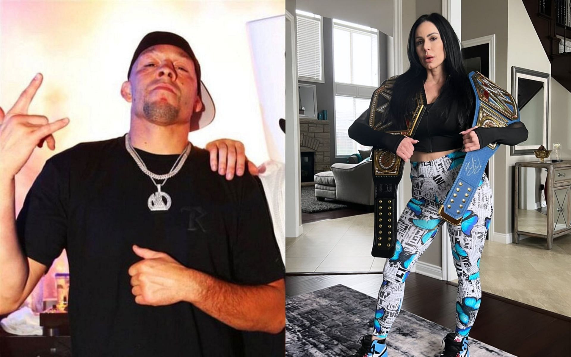 Nate Diaz [Left] Kendra Lust [Right] [Images courtesy: @MMAFighting and @KendraLust (Twitter)]
