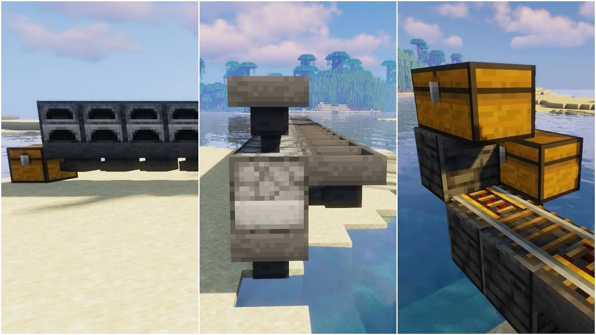 Build the furnace, hopper, and storage system for the super smelter in Minecraft (Image via Sportskeeda)