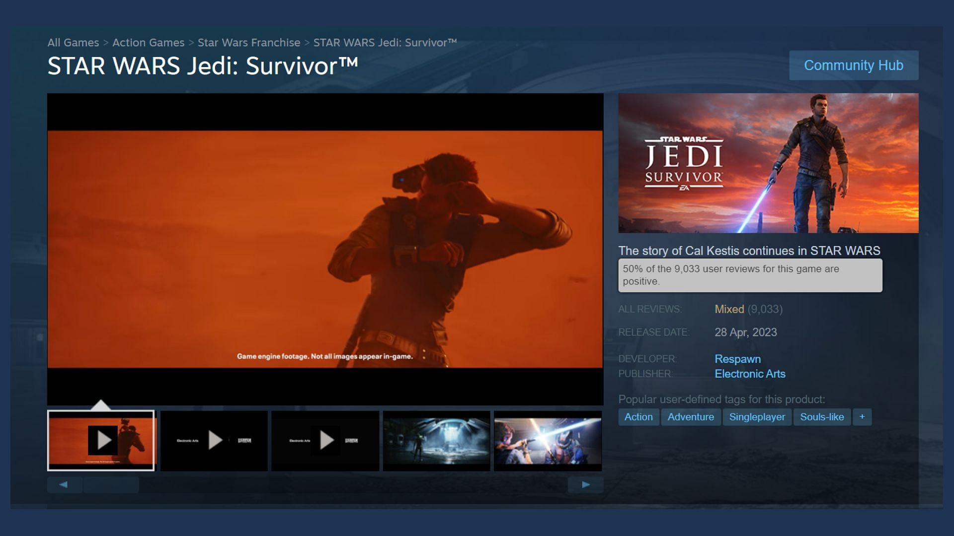 The game&#039;s rating on Steam as of April 30, 2023 (Image via Steam)