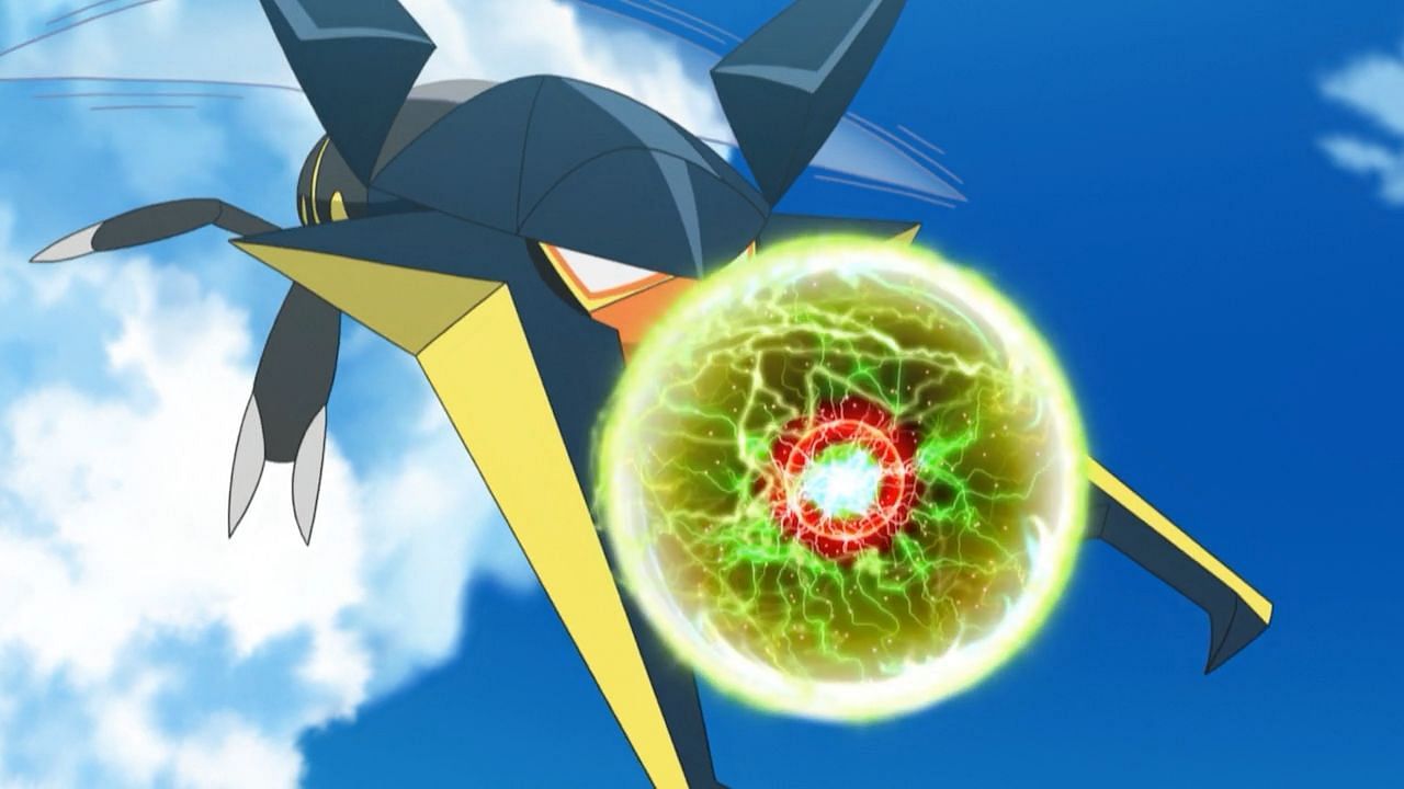 Vikavolt using Zap Cannon in the anime (Image via The Pokemon Company)