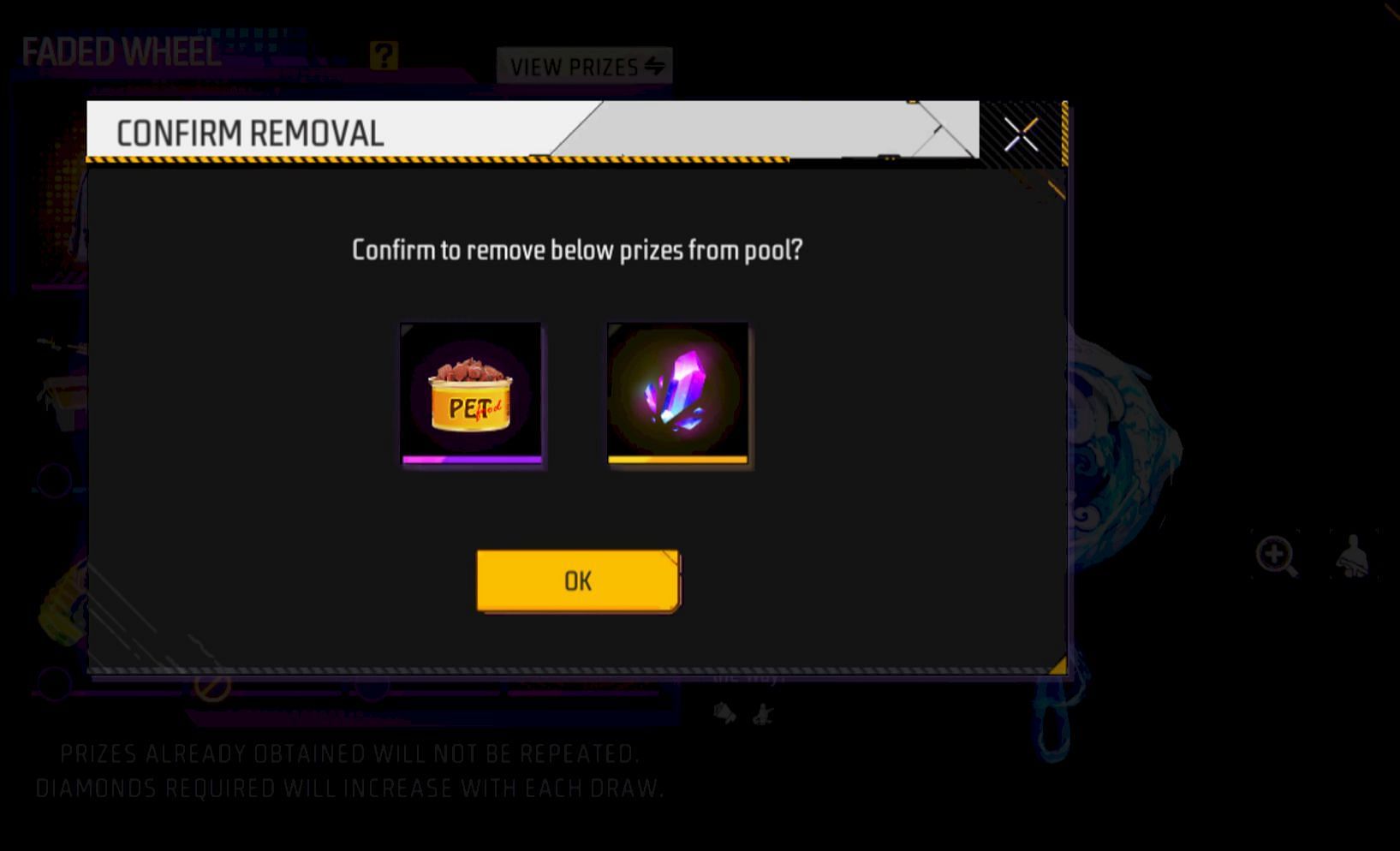 Confirm the removal of these items to start the process (Image via Garena)