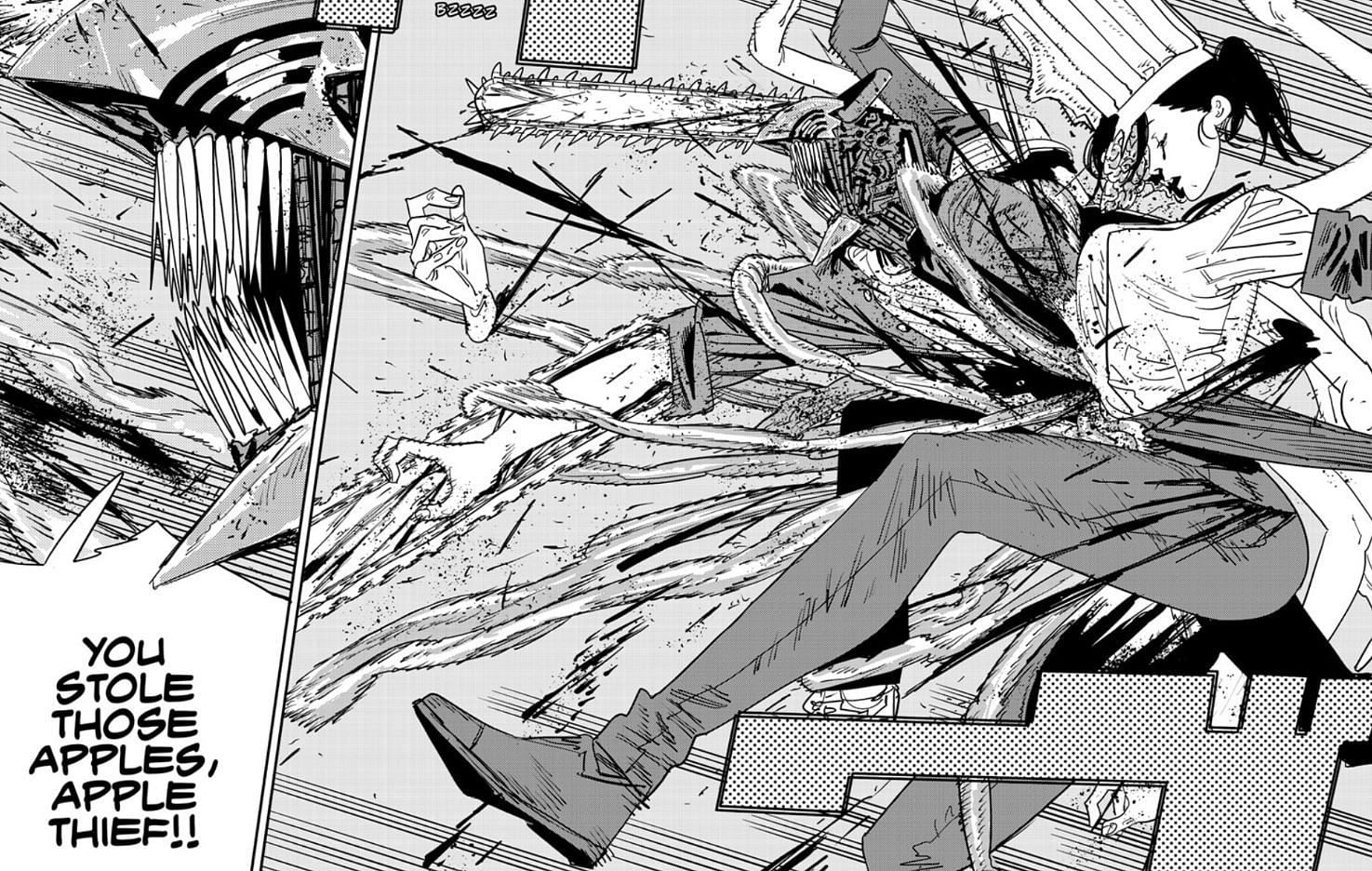 Chainsaw Man attacking Falling Devil from her blind spot (Image via Shueisha)