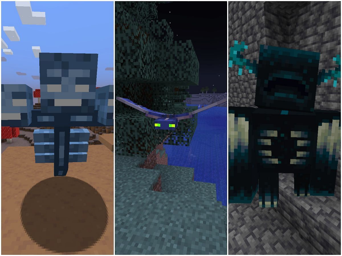 Mobs that will summon in a Minecraft world based on the player&#039;s activities (Image via Sportskeeda)