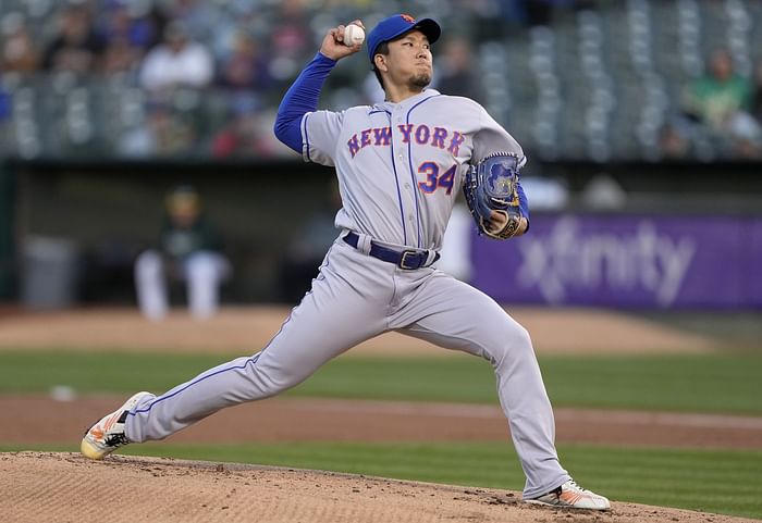 New York Mets' Kodai Senga (34), of Japan, during the first inning