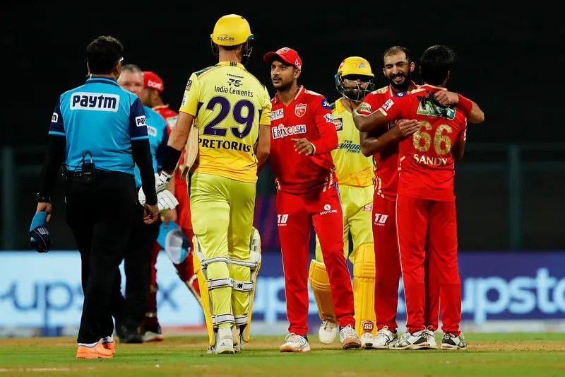 Punjab Kings and Chennai Super Kings players after an IPL game [IPLT20]