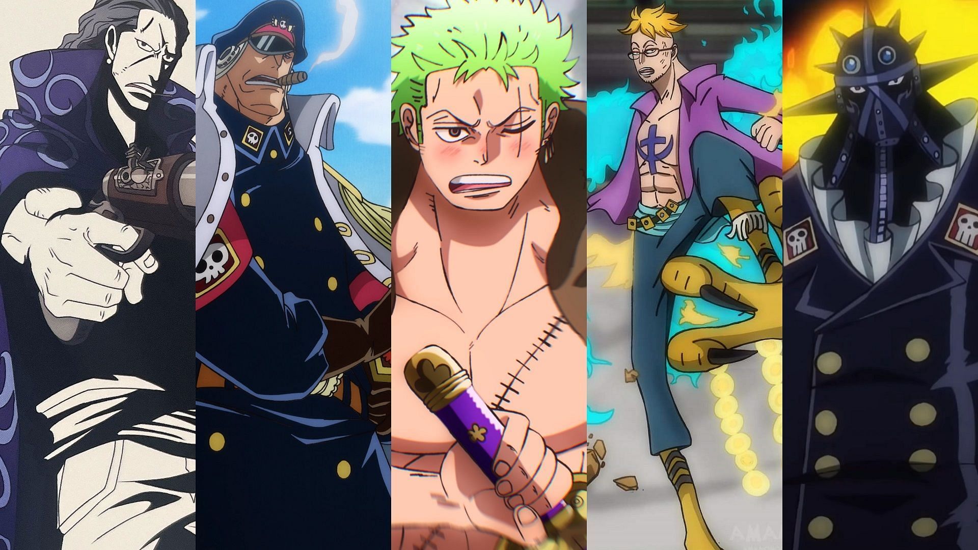 Benn, Shiryu, Zoro, Marco and King are the five strongest Yonko Commanders (Image via Eiichiro Oda/Shueisha, One Piece)
