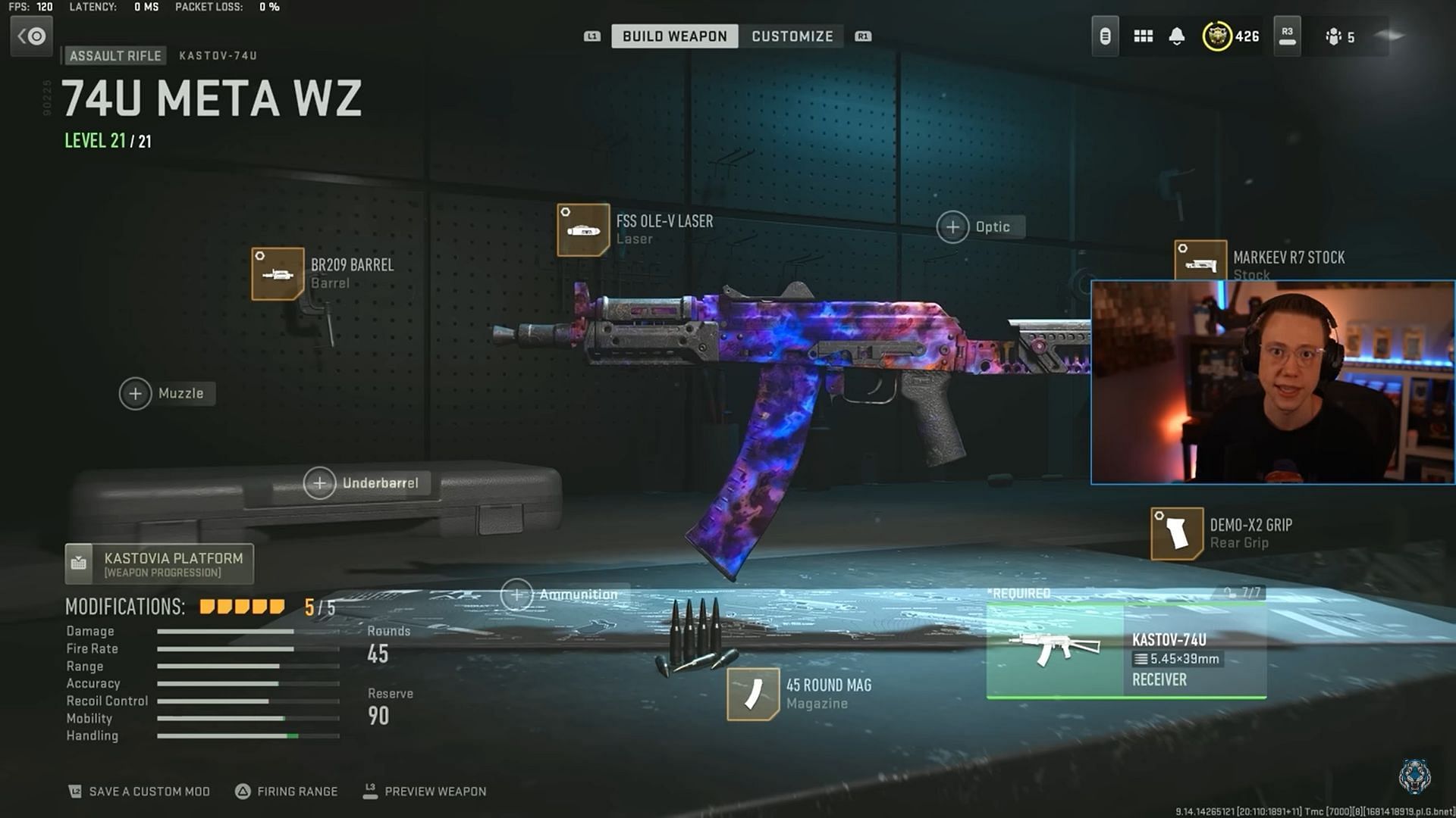 Sniper support loadout for Kastov-74u in Season 3 (Image via Activision and YouTube/WhosImmortal)