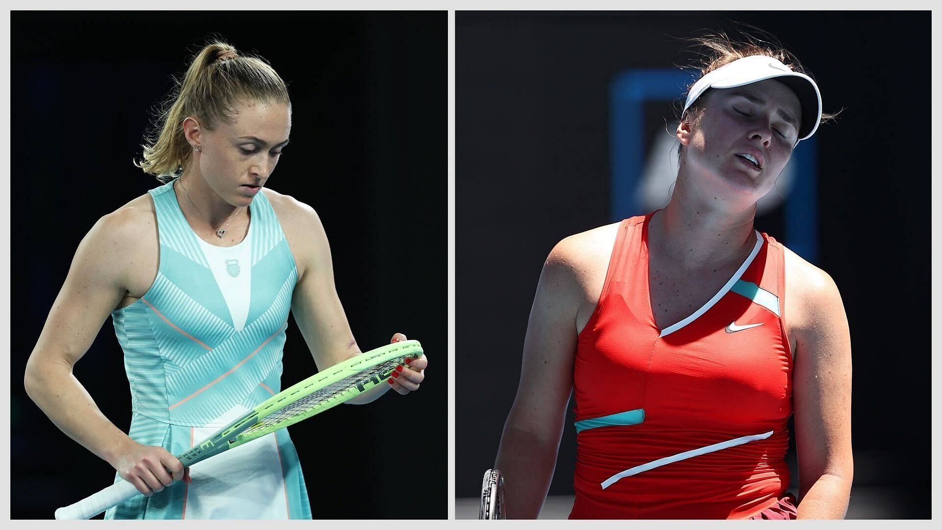 Aliaksandra Sasnovich (L) and Elina Svitolina (R)