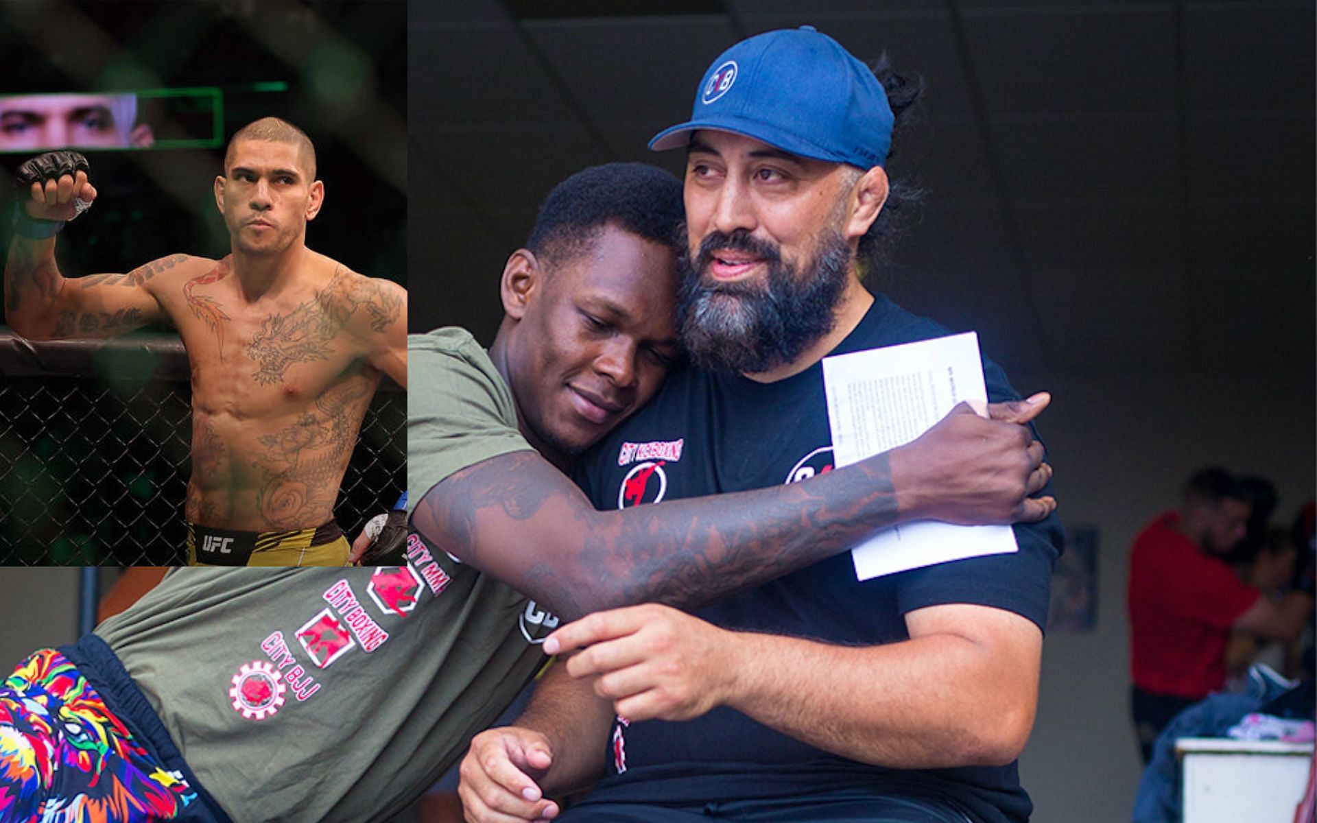 Alex Pereira (L), Adesanya with coach Eugene Bareman (R) (Image courtesy - UFC, Coconet.tv)