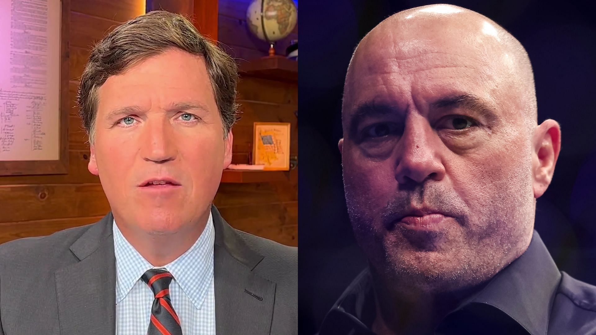 Tucker Carlson (left), Joe Rogan (right) [Image courtesy of @tuckercarlson on Twitter]