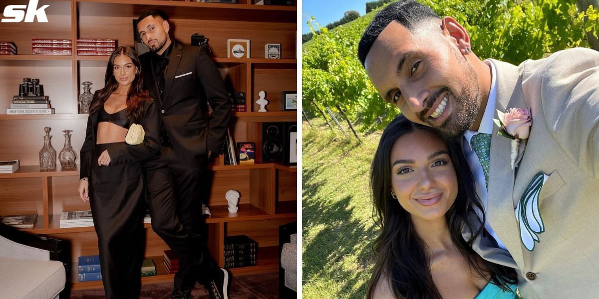 Nick Kyrgios reacts to girlfriend Costeen Hatzi