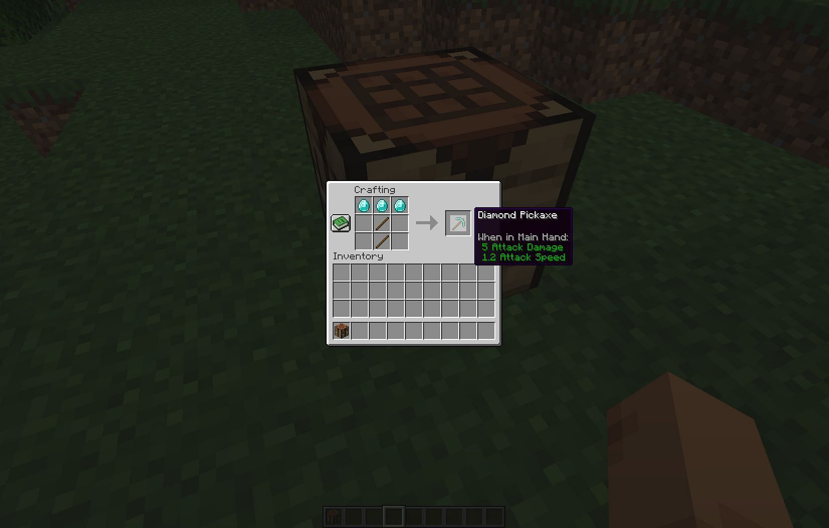 Making a diamond pickaxe (Image via Mojang)