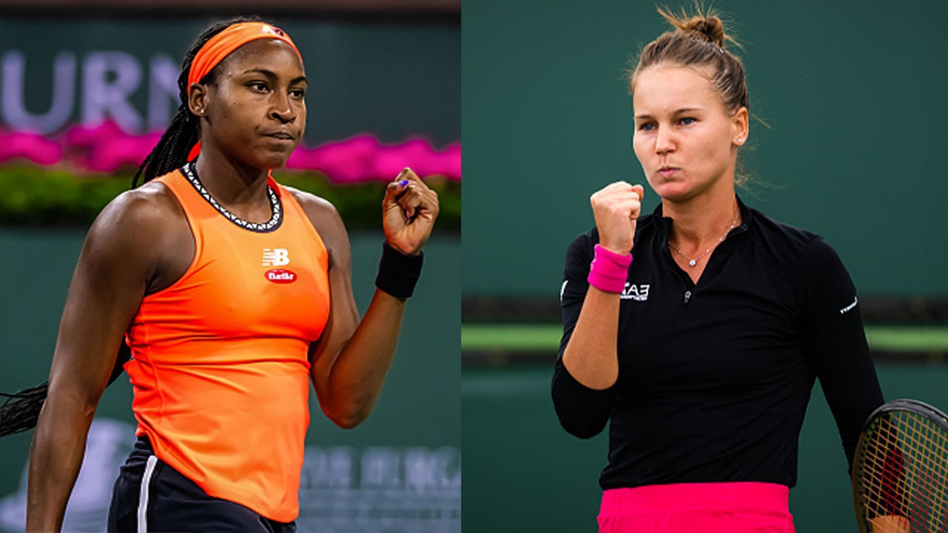 Coco Gauff (L) and Veronika Kudermetova.