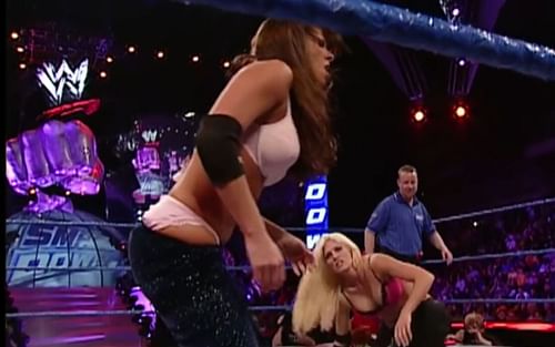 Dawn Marie and Torrie Wilson during one of their matches