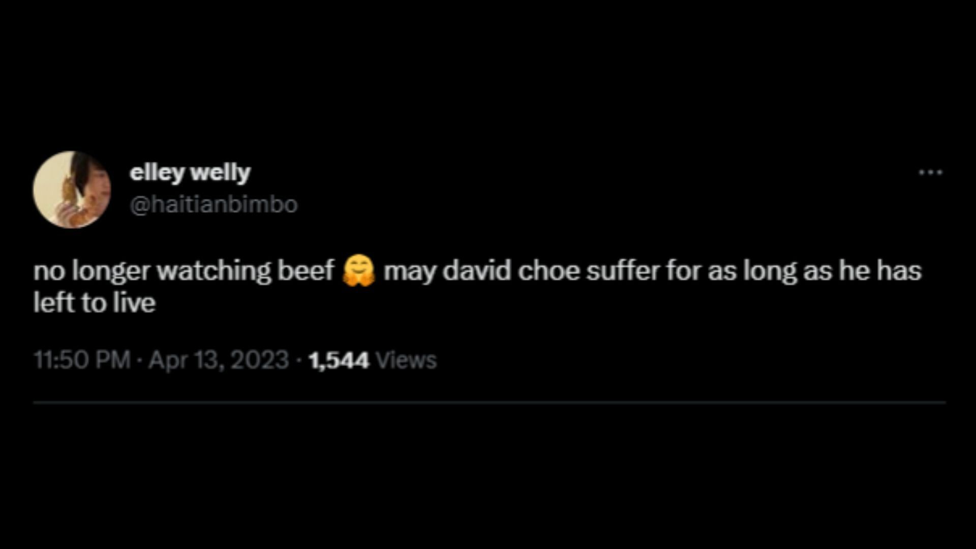 Screenshot of a Twitter user remarking on Choe&#039;s resurfaced video.