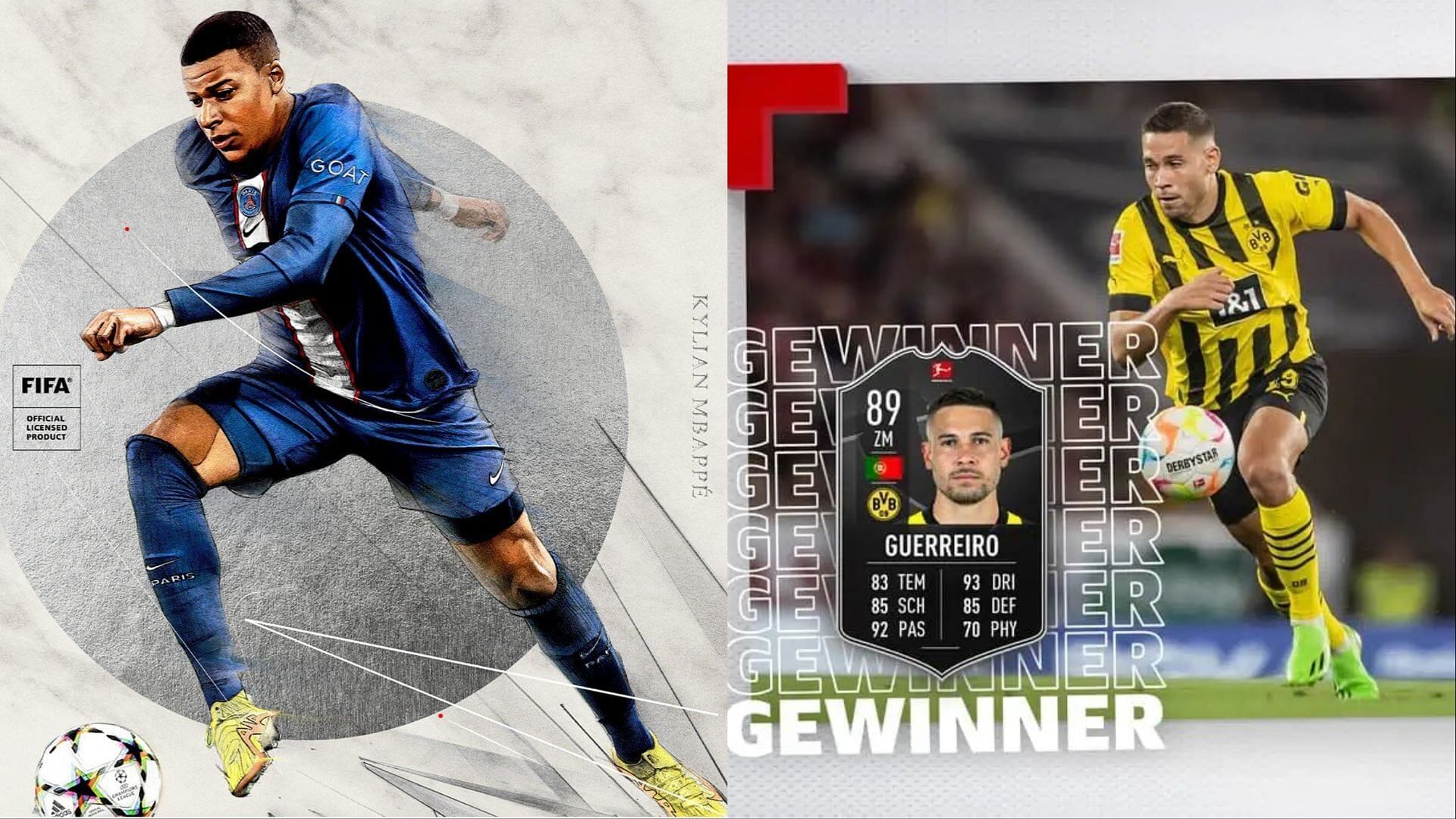 The Raphael Guerreiro Bundesliga POTM SBC will be a bargain addition for any FIFA 23 player (Images via EA Sports)