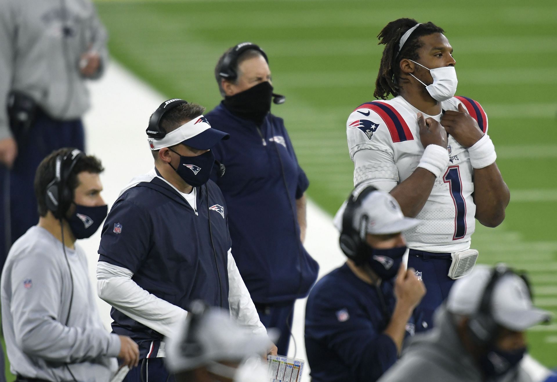 Cam Newton at New England Patriots v Los Angeles Rams