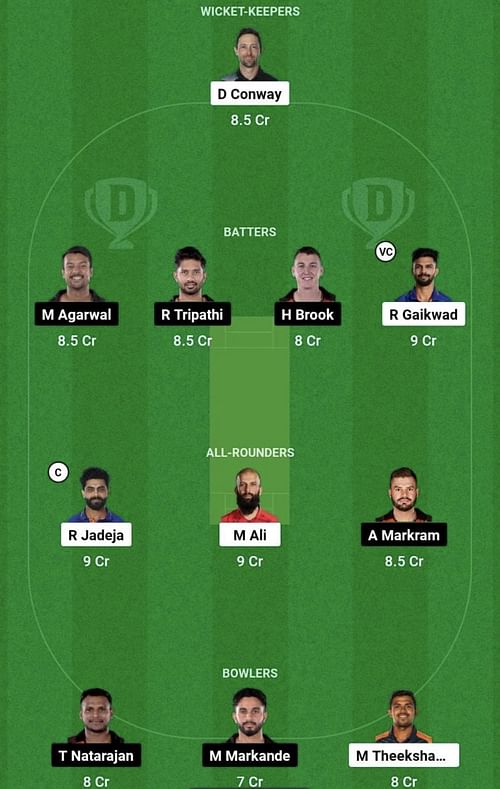 CSK vs SRH Dream11 Prediction Team, Head To Head League