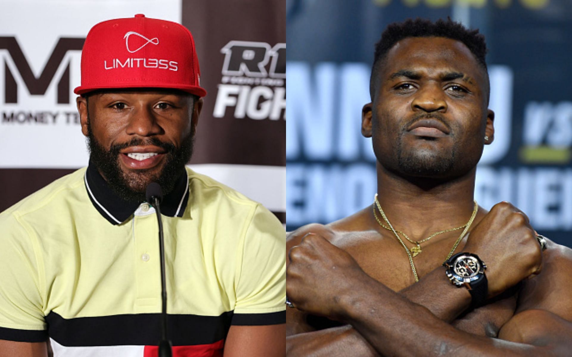 Floyd Mayweather (left), Francis Ngannou (right)