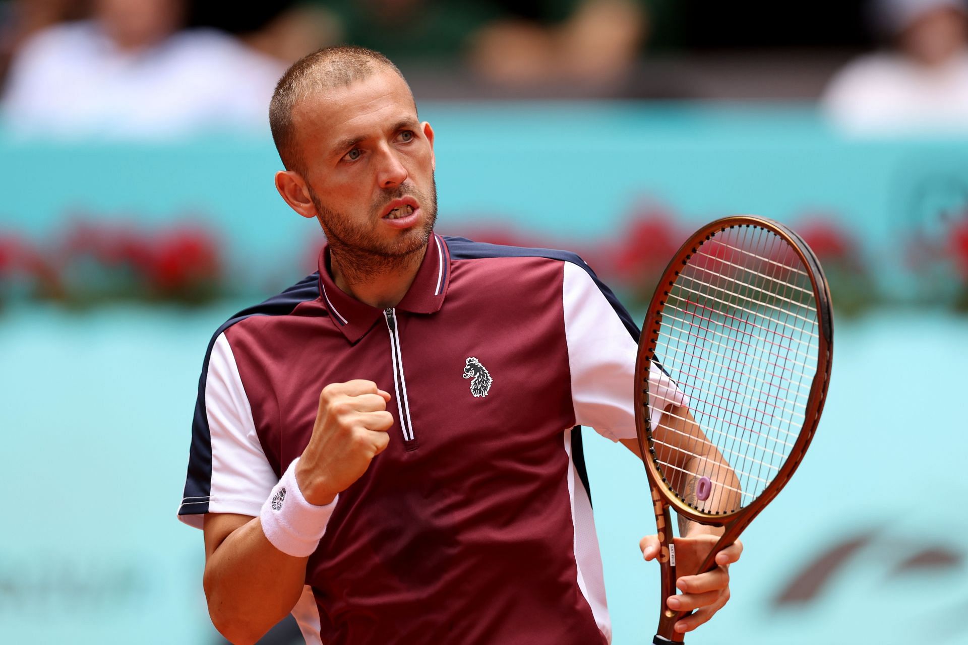 Dan Evans pictured at the 2023 Mutua Madrid Open - Day Six.
