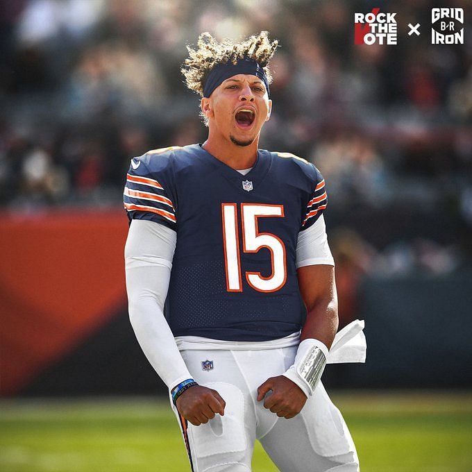 patrick mahomes in a bears jersey