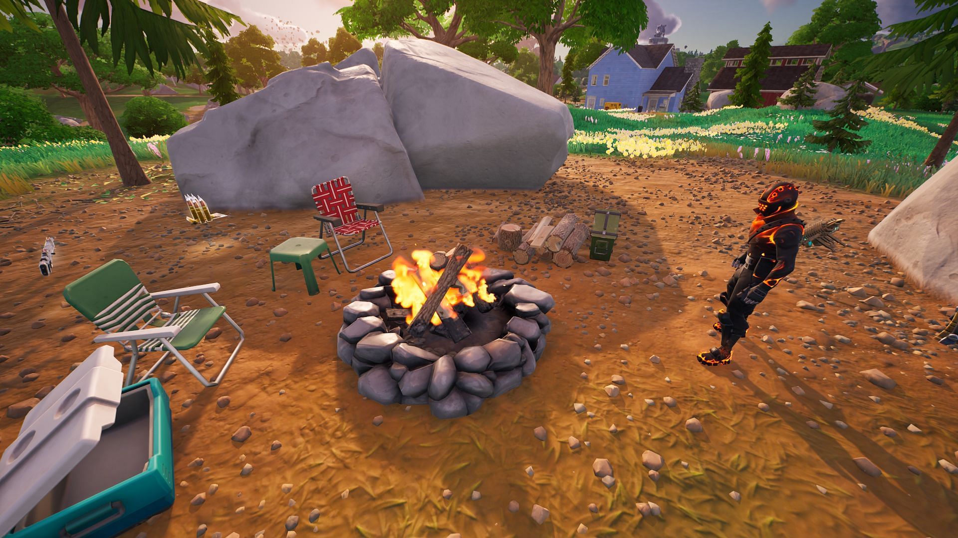 There&#039;s no need to use Wood to stoke a Campfire (Image via Epic Games/Fortnite)