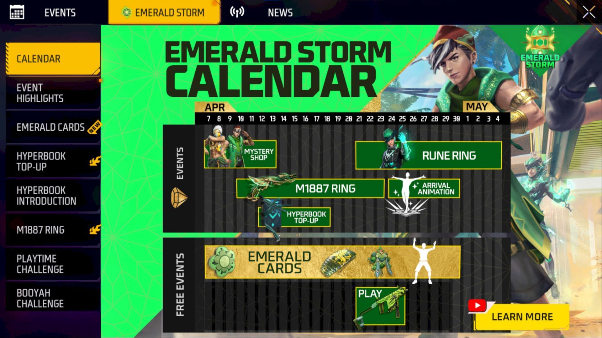 Rewards Overview, Emerald Storm, Garena Free Fire MAX