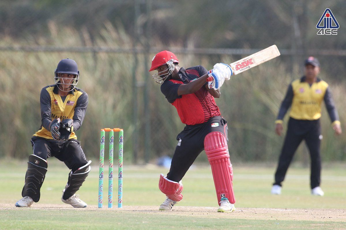 Surendran Chandramohan batting for Singapore against Malaysia (PC: Twitter/ACC)