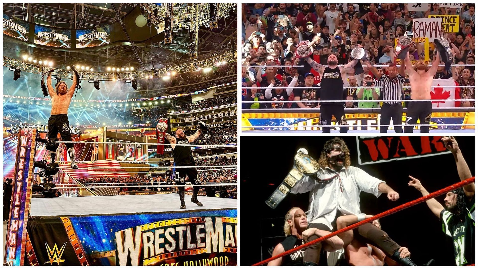 WWE wrestling fans celebrated the title wins of Kevin Owens, Sami Zayn, and Mankind