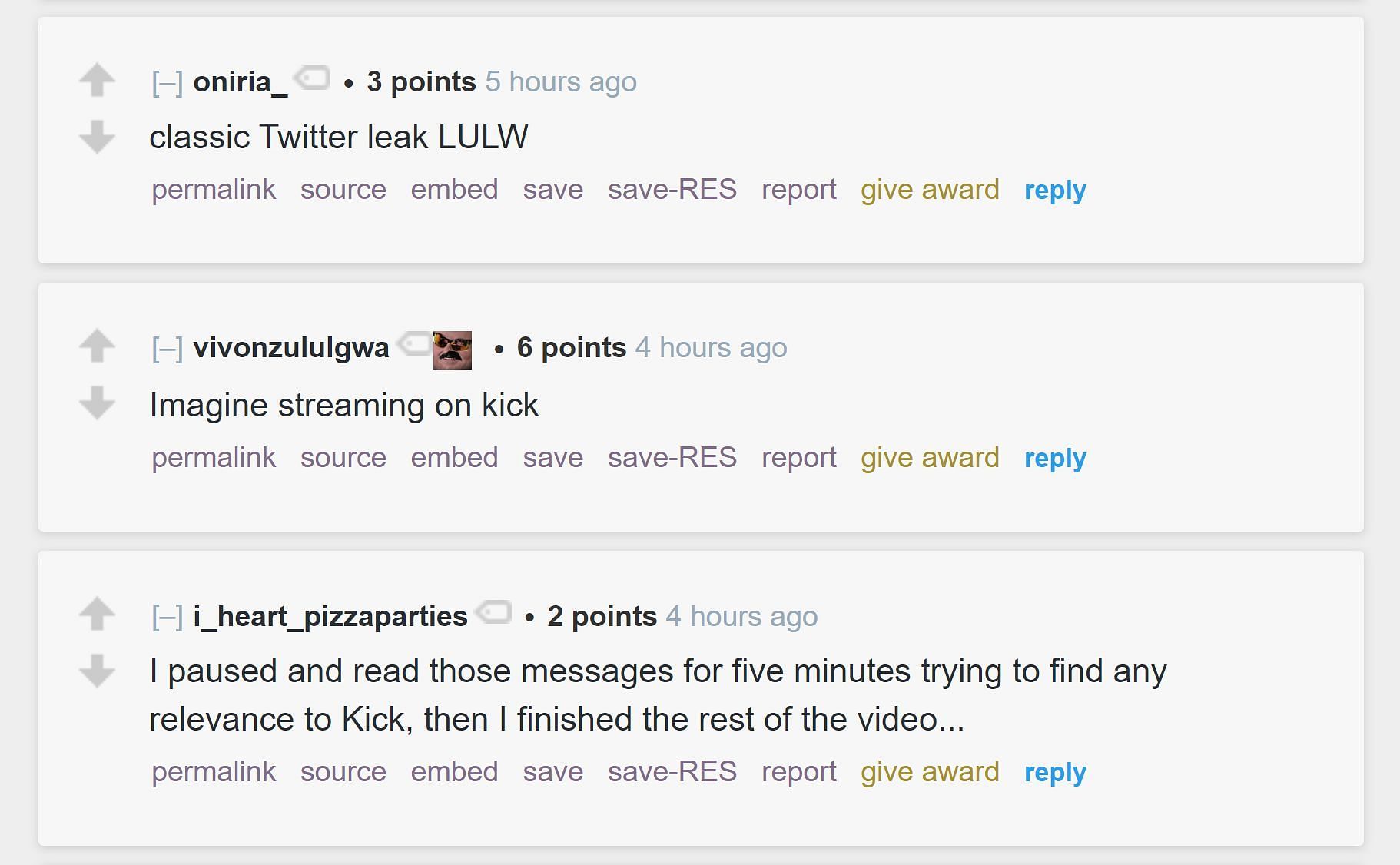 Redditors discussing the streamer&#039;s potential move to Kick 4/4 (Image via r/LivestreamFail)
