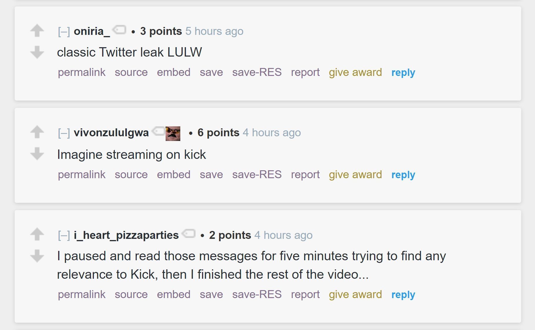 Redditors discussing the streamer&#039;s potential move to Kick 4/4 (Image via r/LivestreamFail)