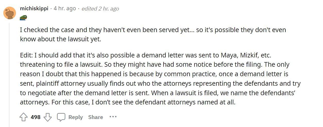 Supposed lawyer gives their take (Image via r/LivestreamFail Reddit)