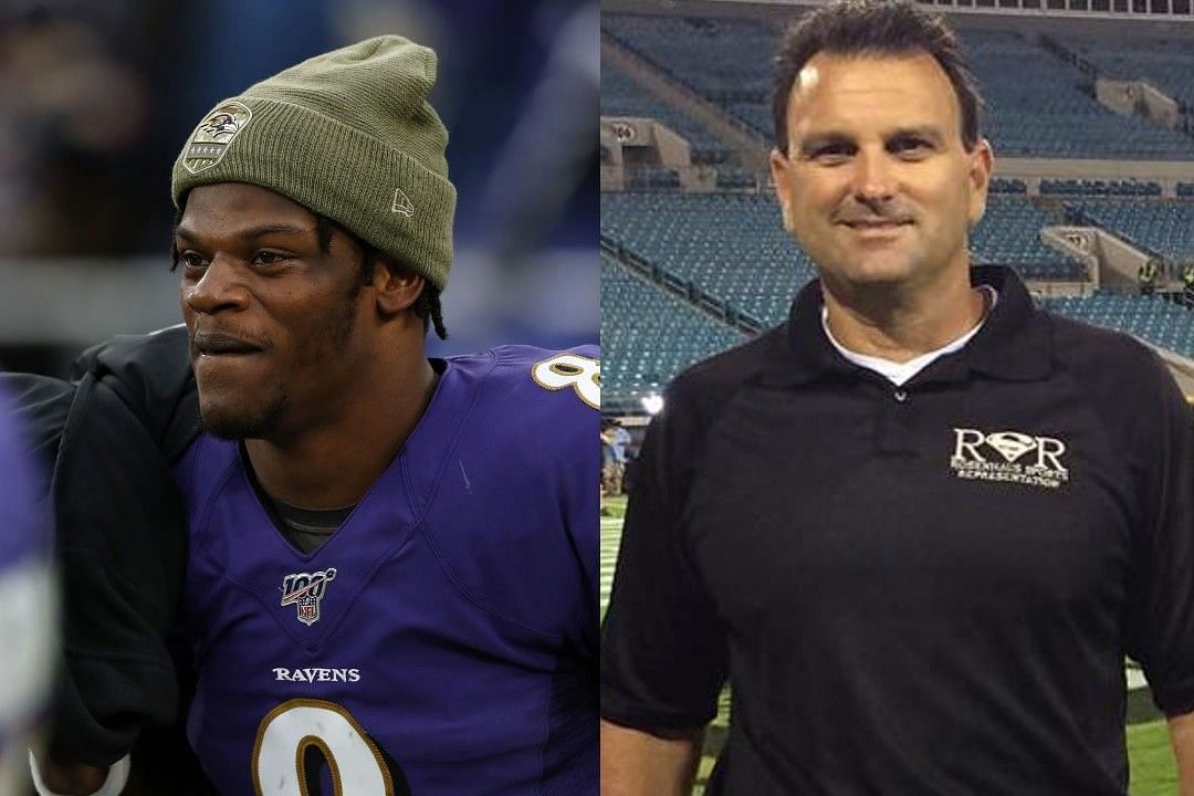 Lamar Jackson, left, Drew Rosenhaus, right 