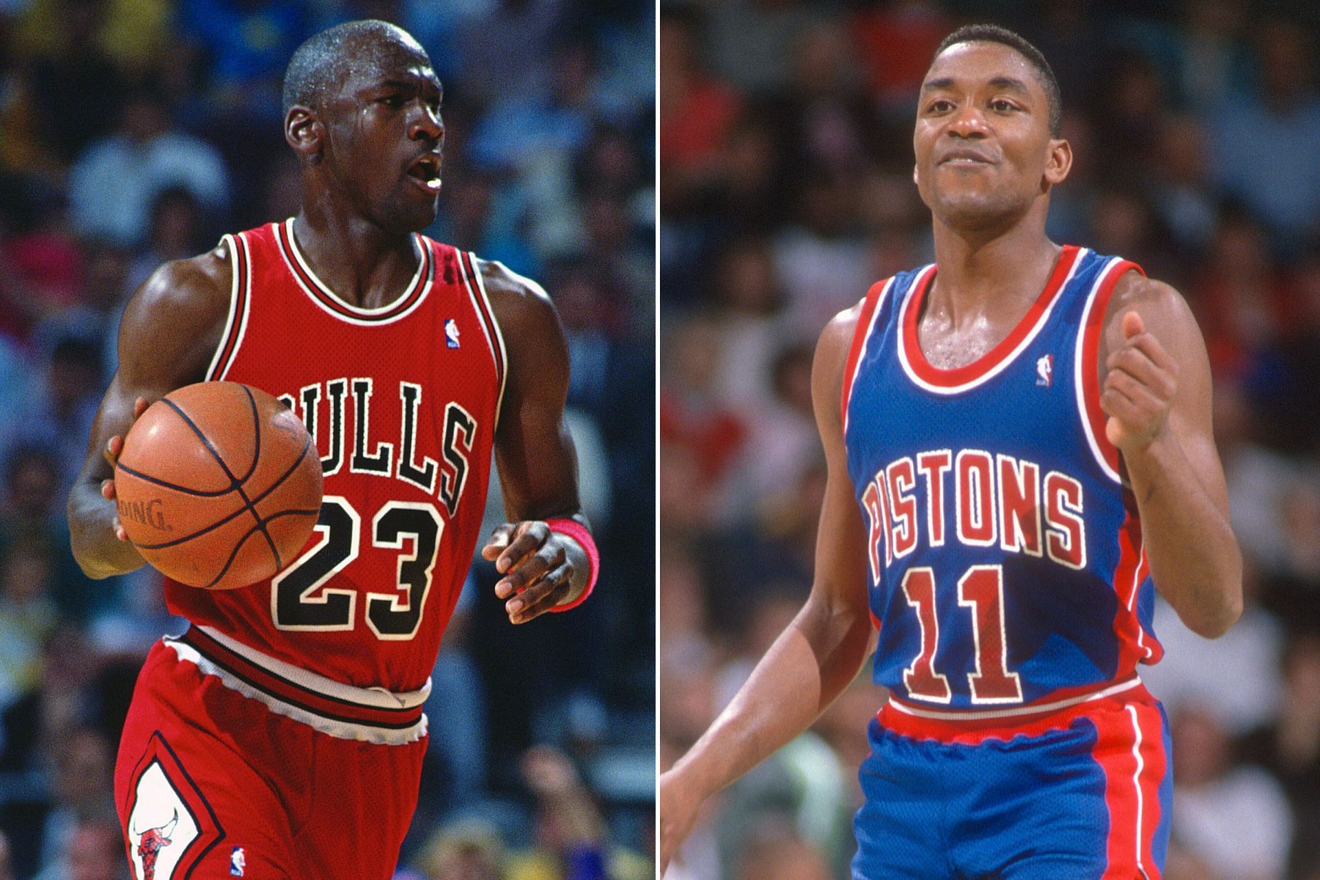 Chicago Bulls legend Michael Jordan and Detroit Pistons legend Isiah Thomas