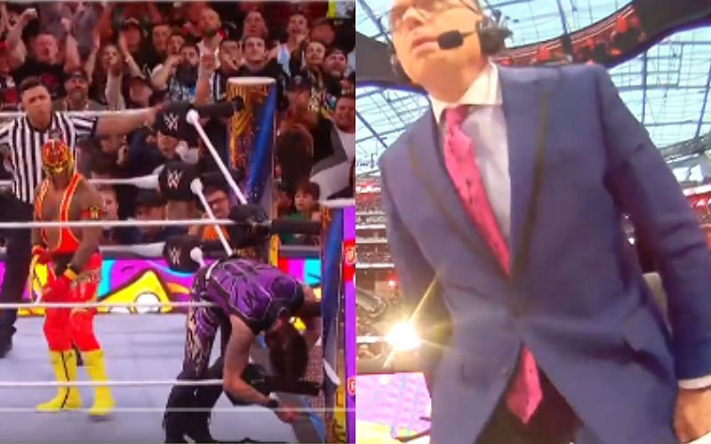 Michael Cole was beyond happy to see Rey Mysterio punish his son Dominik at WWE WrestleMania 39