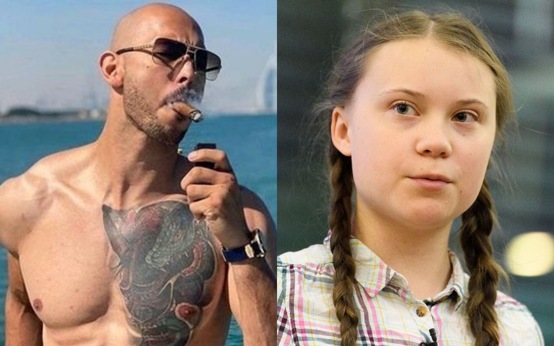 Andrew Tate (left) and Greta Thunberg (right)