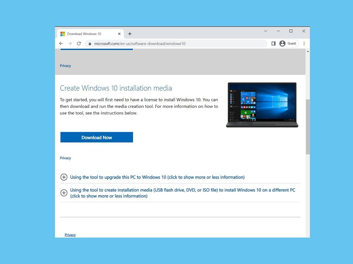 Download Section (Image via Microsoft)