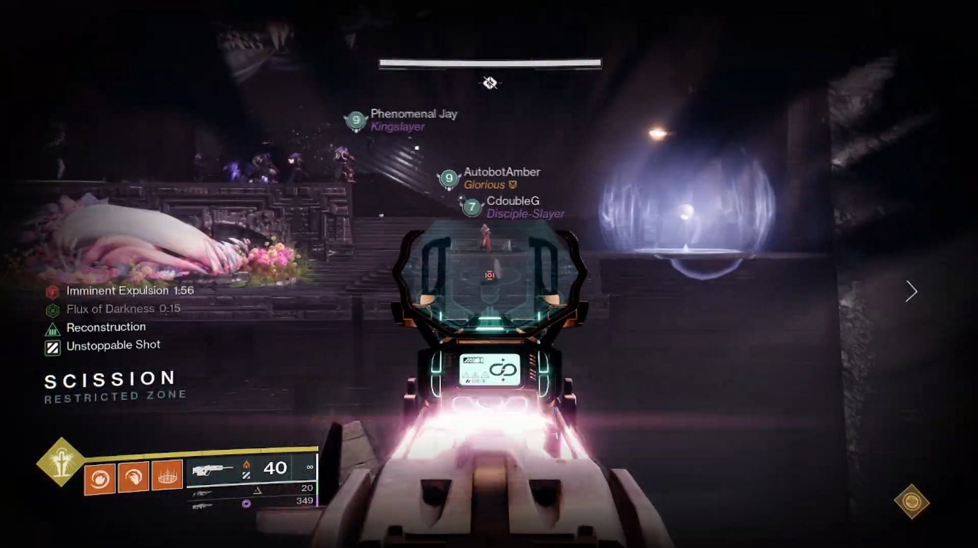 Destiny 2 shooting opposite nodes (Image via DukeiscoolYT)