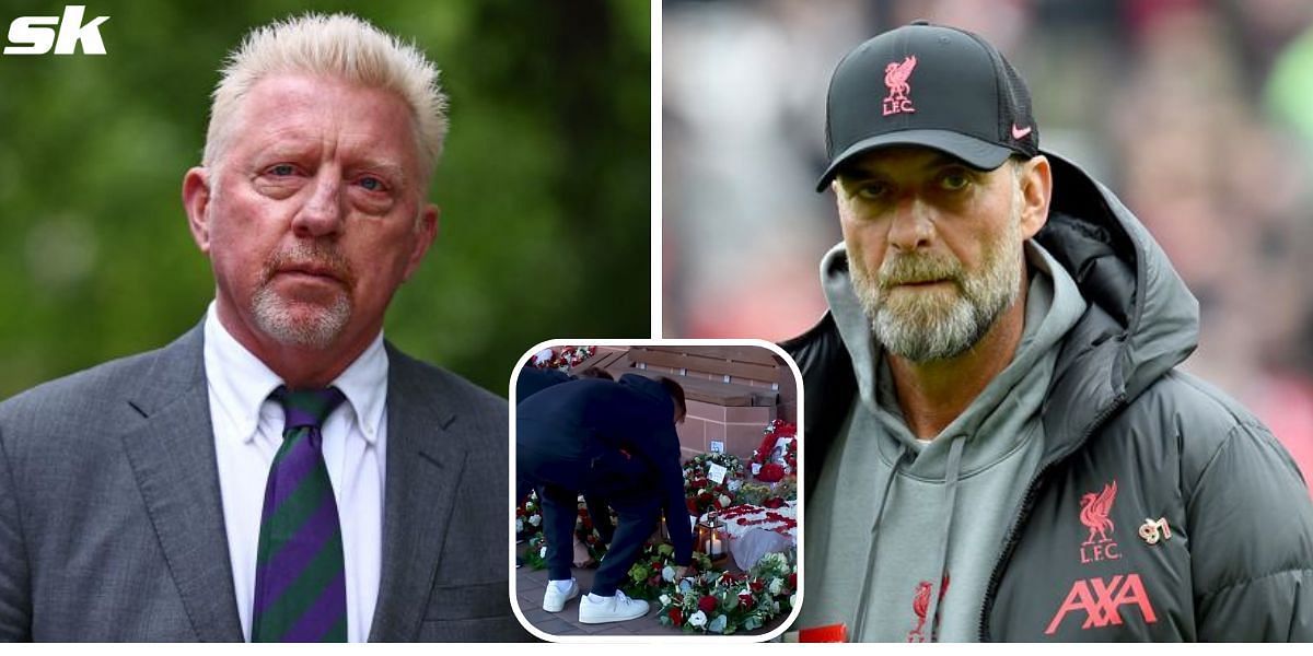 Boris Becker (L); Jurgen Klopp (R) pays tribute to victims of Hillsborough tragedy (inset)