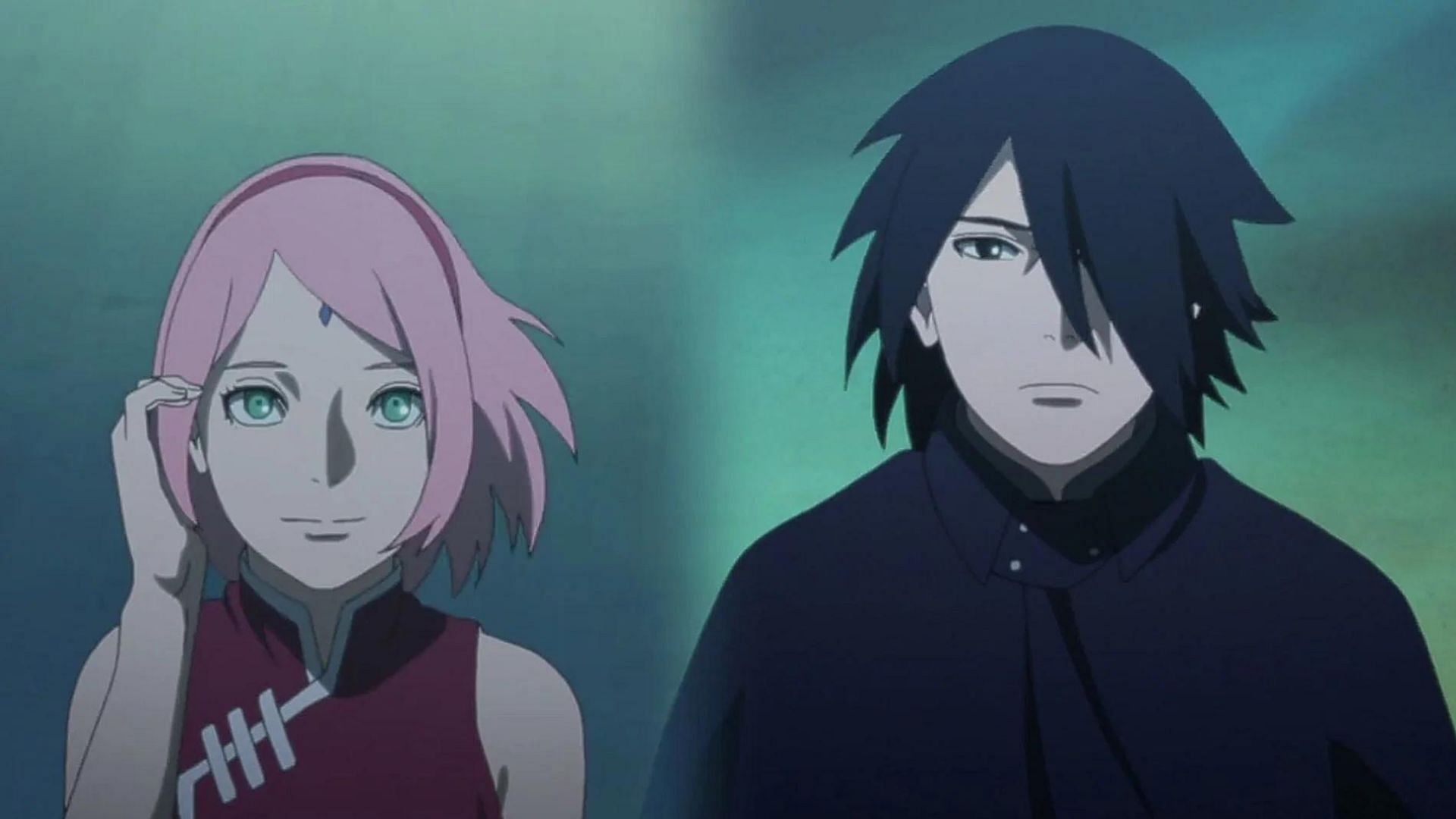Sakura and Sasuke as seen in the anime